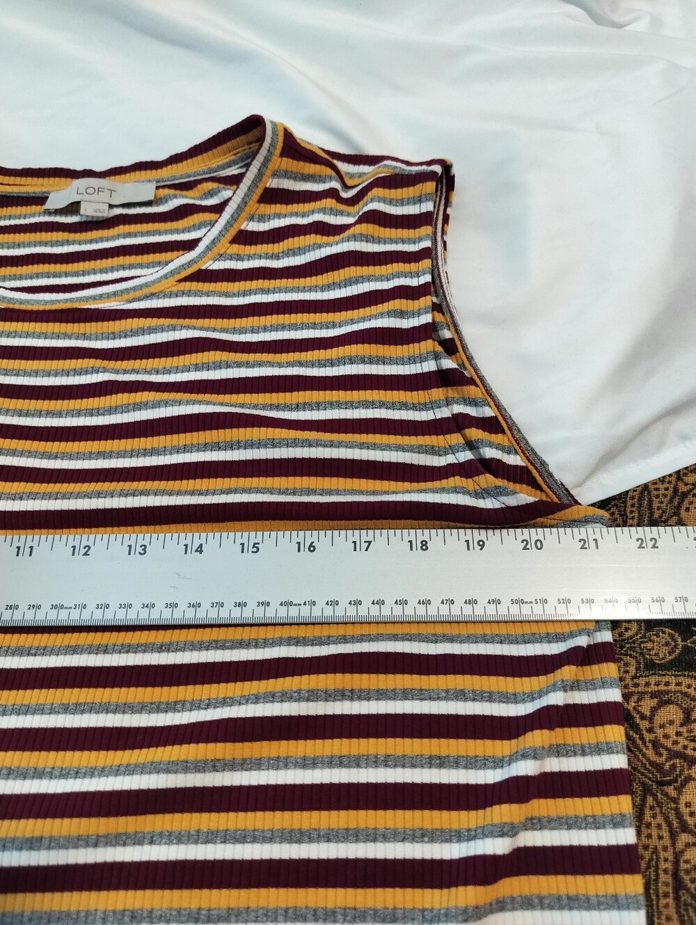 LOFT Women's L Sleeveless Striped Maxi Dress in Mustard, Burgundy & White - Picture 6 of 8